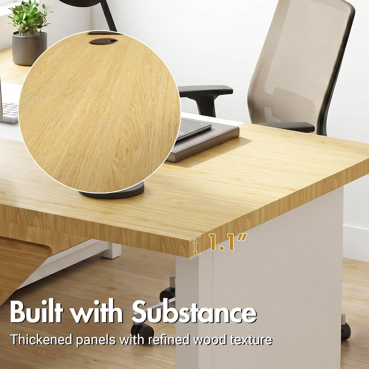 (White) Modern L-Shaped Executive Desk
