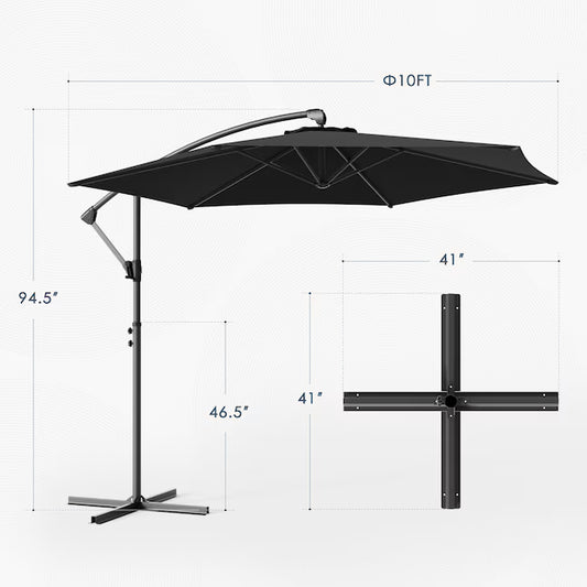 Black - 10ft Cantilever Patio Umbrella