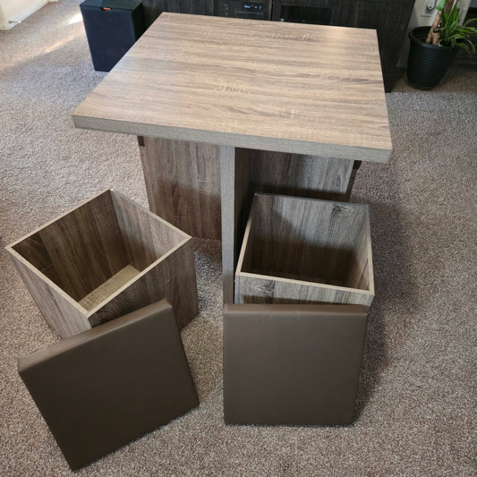 Coffee Table with 4x Storage Chairs