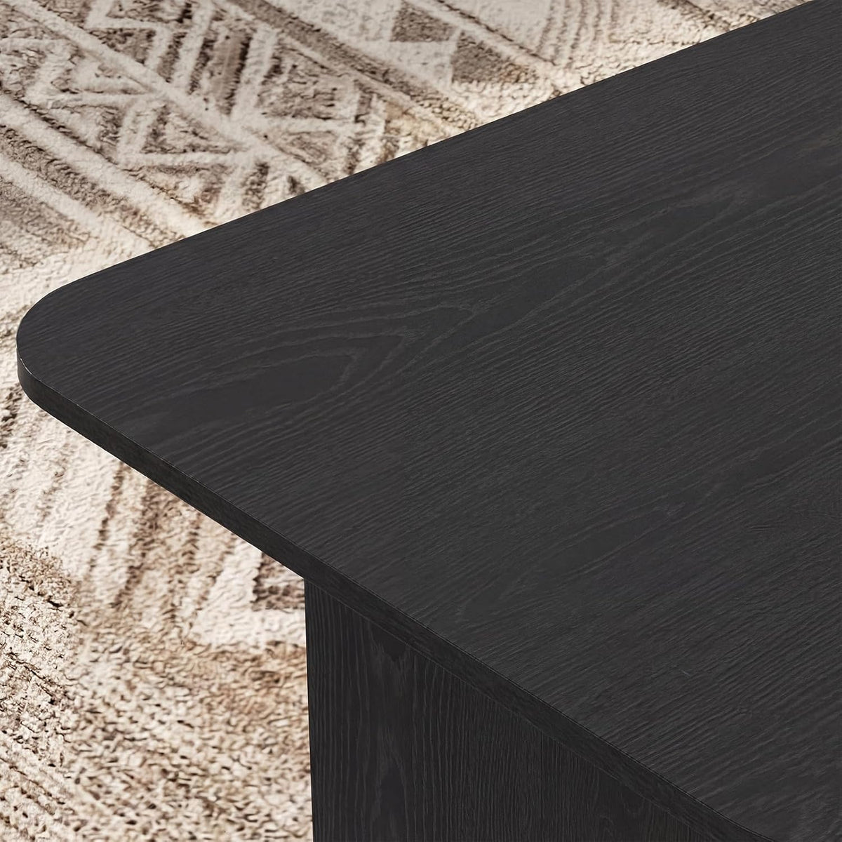Extendable Black Wood Dining Table with Storage Drawers