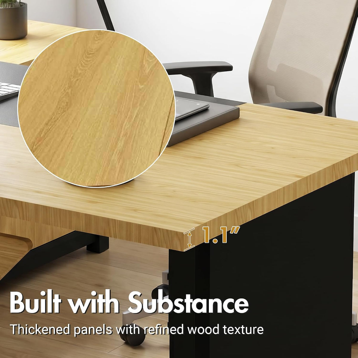 (Black) Modern L-Shaped Executive Desk
