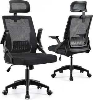 Black/Black Ergonomic Mesh Office Chair with Headrest