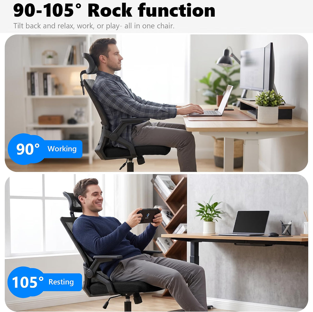Black/Black Ergonomic Mesh Office Chair with Headrest