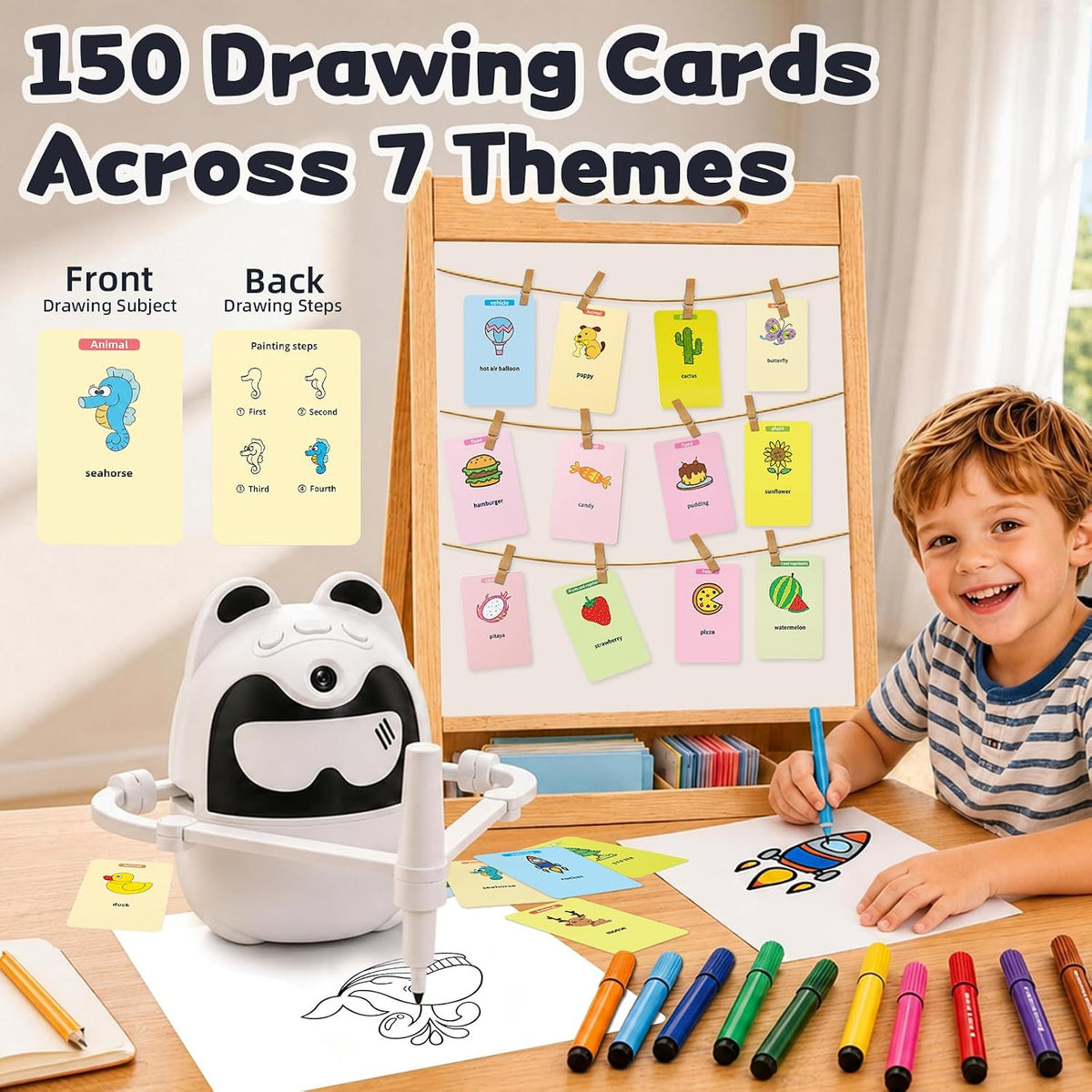 Children's Drawing Robot with Voice Interactive Guide and 150 Drawing Cards