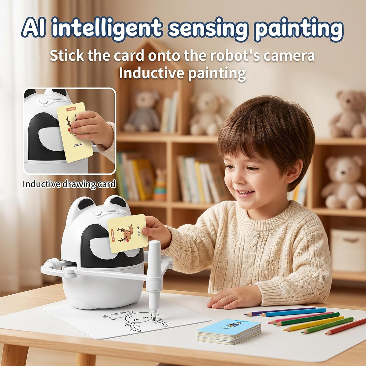 Children's Drawing Robot with Voice Interactive Guide and 150 Drawing Cards