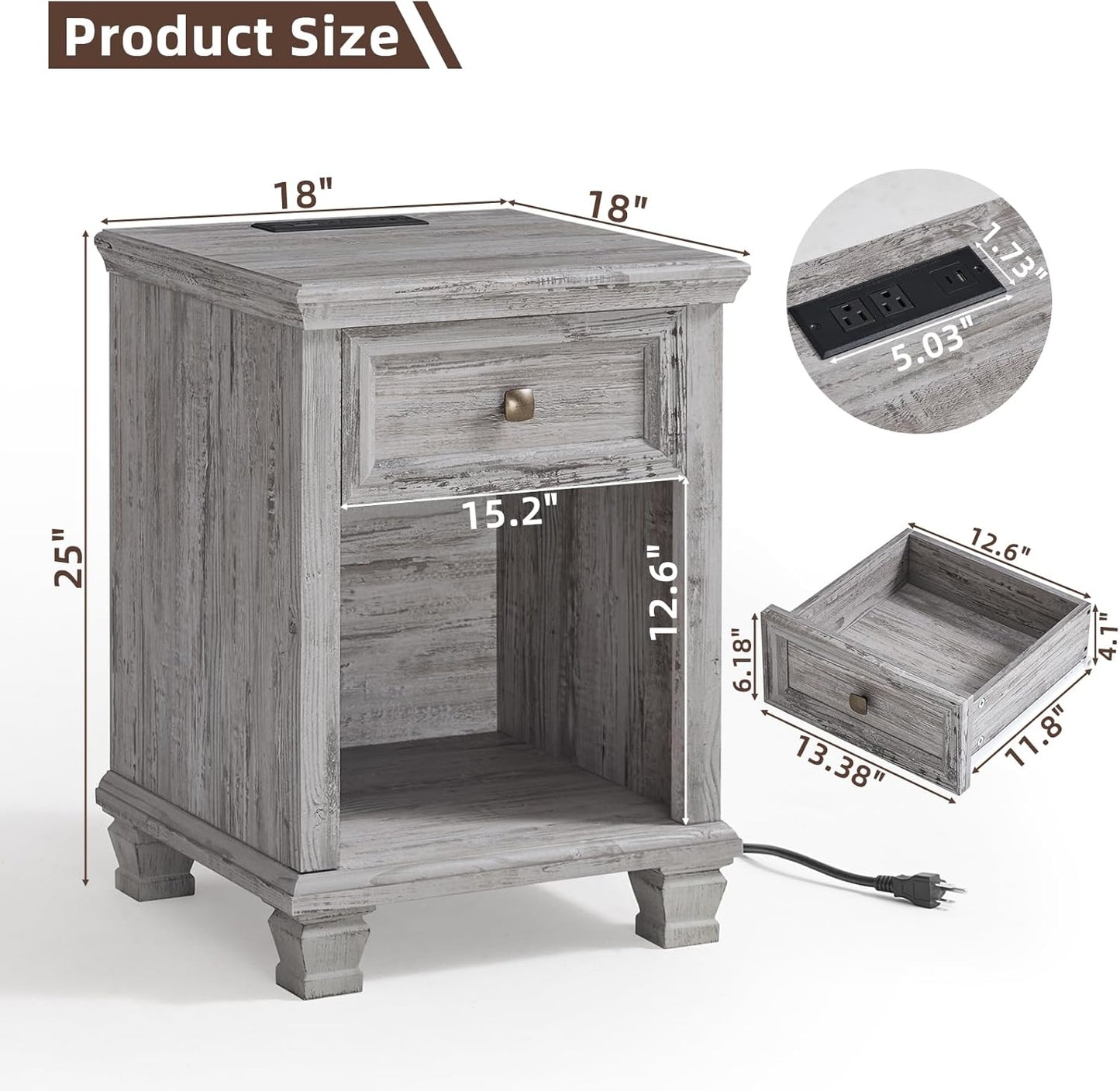End Table/Night Stand (Grey)