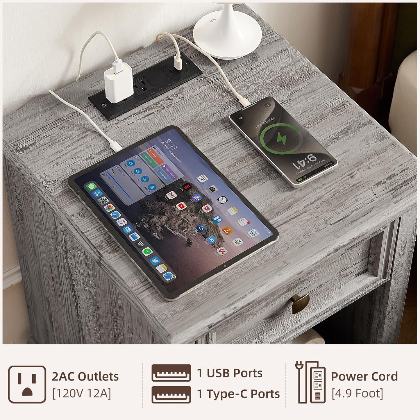 End Table/Night Stand (Grey)