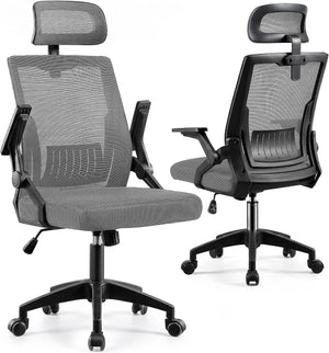 Black/Grey Ergonomic Mesh Office Chair with Headrest