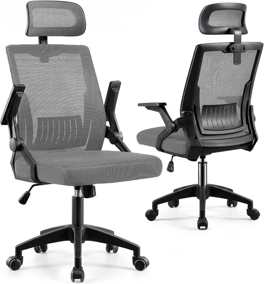 Black/Grey Ergonomic Mesh Office Chair with Headrest