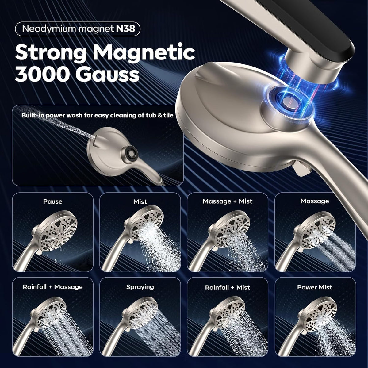 Nickle - Filtered Dual Shower Head Combo with Magnetic Dock