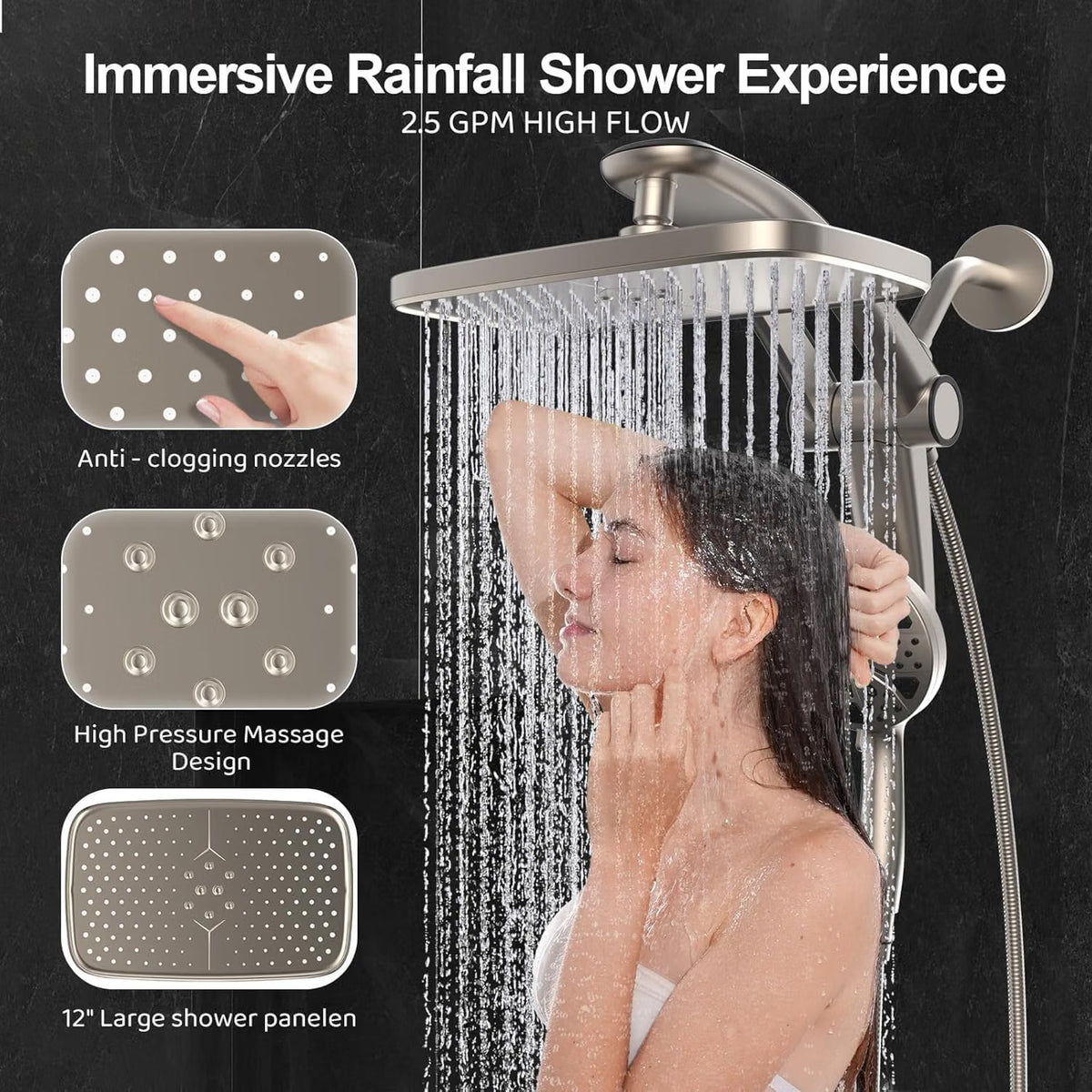 Nickle - Filtered Dual Shower Head Combo with Magnetic Dock