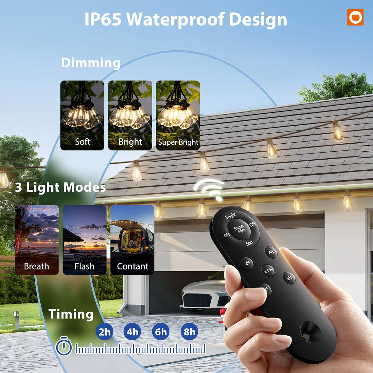 198FT Solar Outdoor String Lights with Remote $85$90