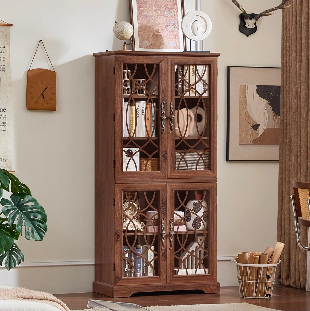 67" Tall Bookshelf, Rustic Book Shelf w/Vintage