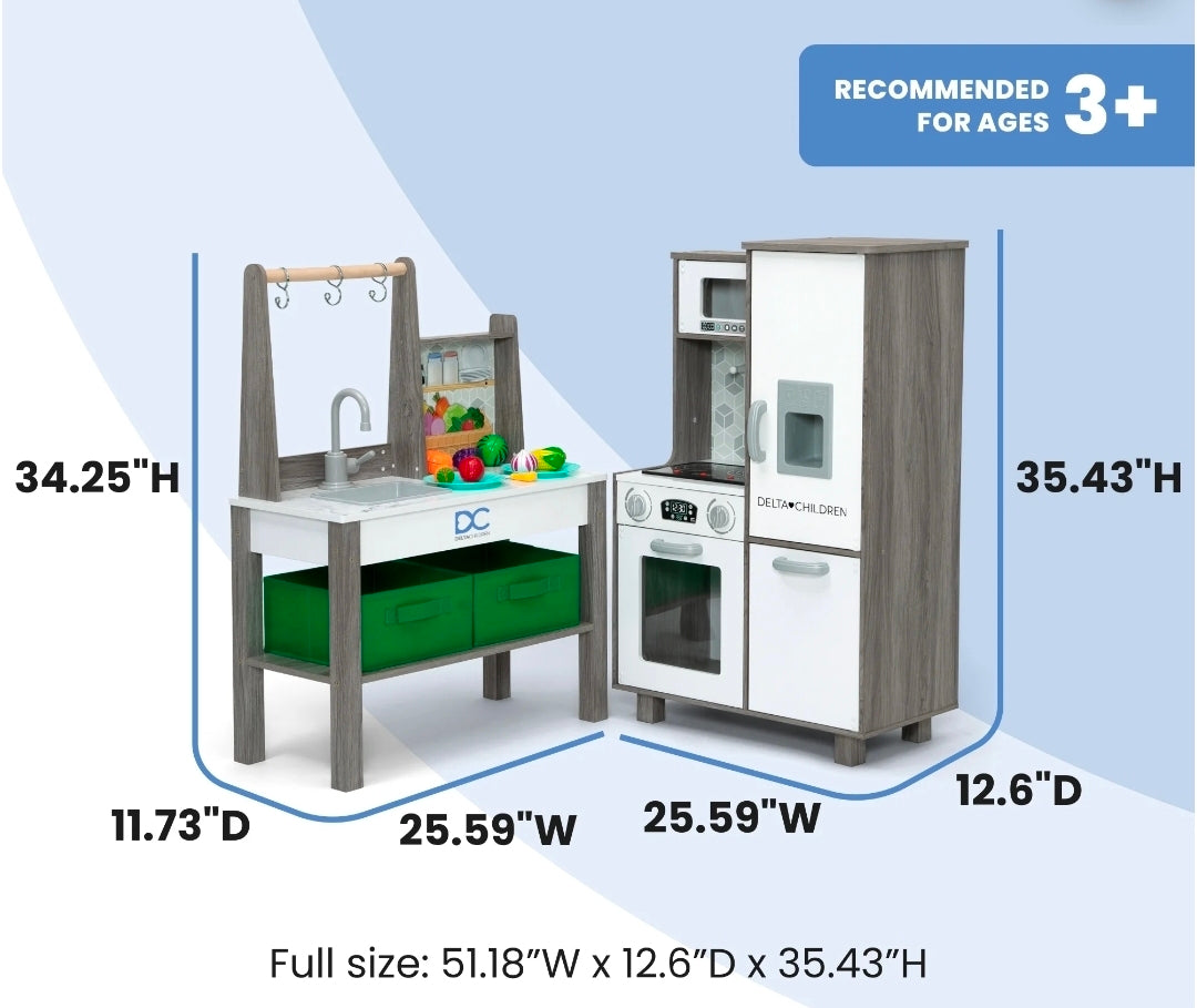 Grey/White 2-Piece Play Kitchen