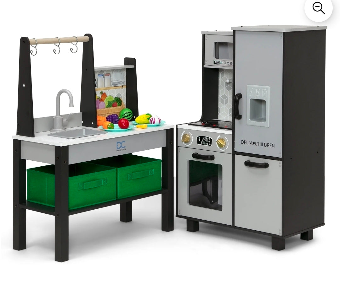 Black/White 2-Piece Play Kitchen