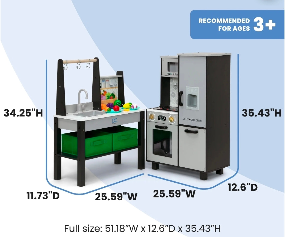 Black/White 2-Piece Play Kitchen
