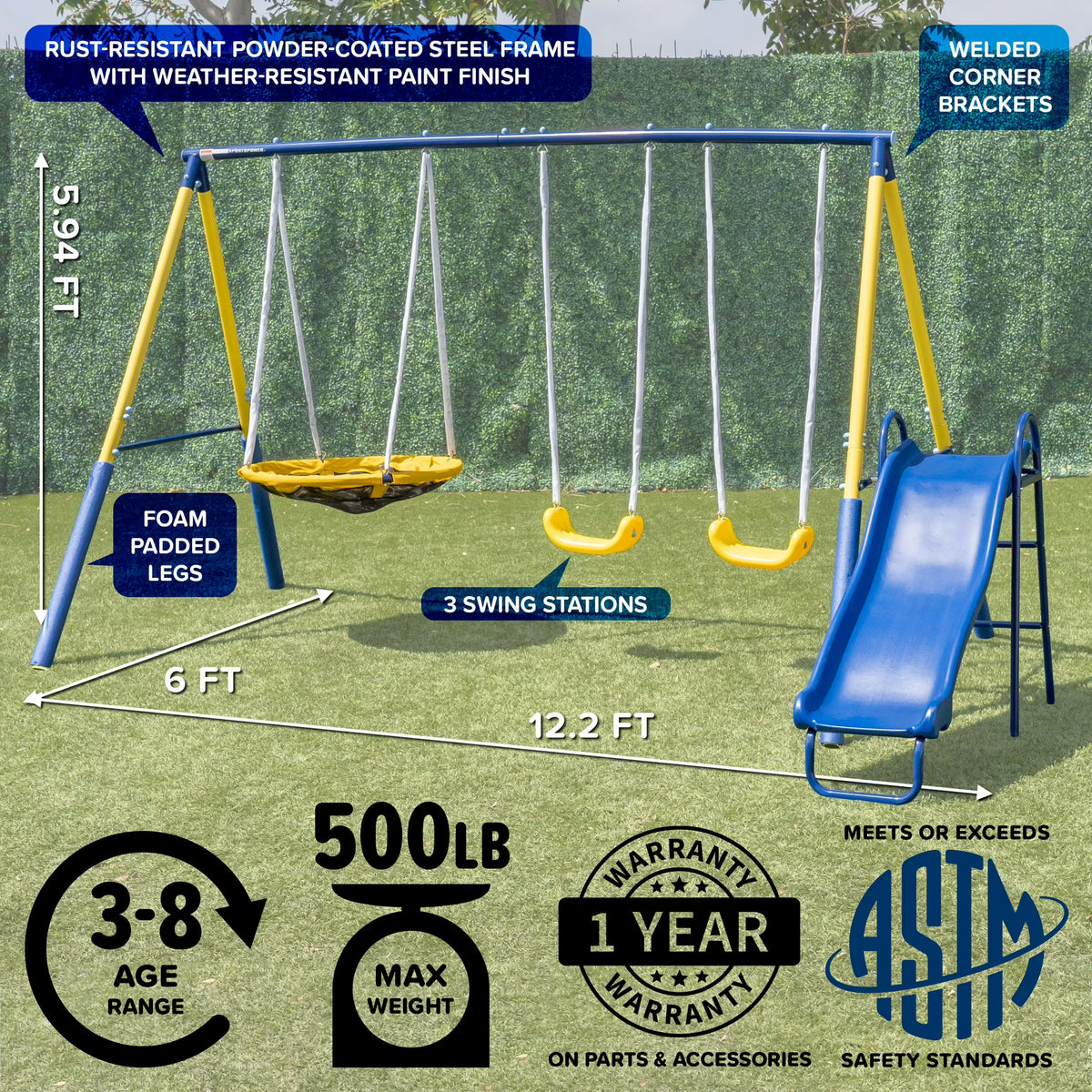 Swing Set with Saucer and slide