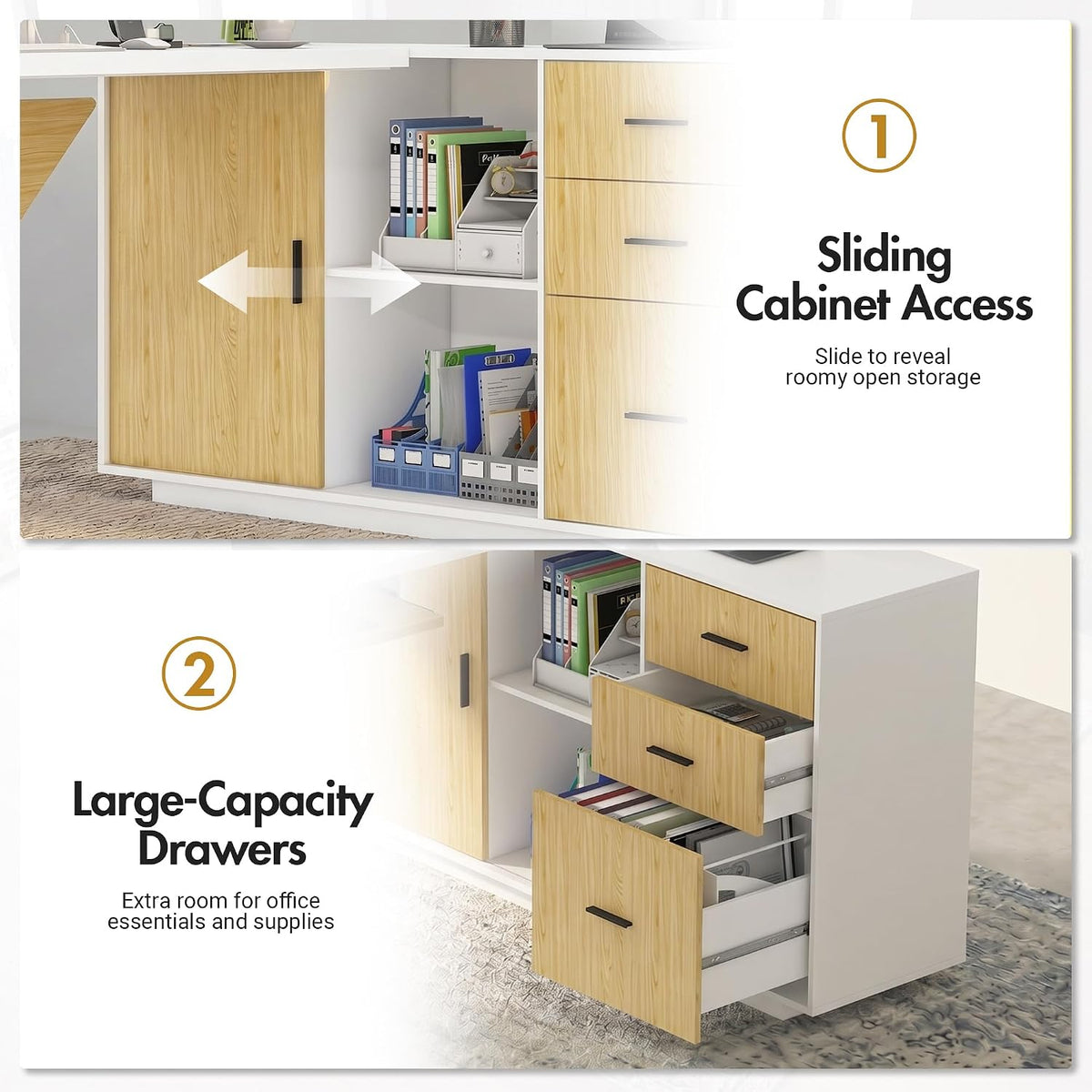 (White) Modern L-Shaped Executive Desk