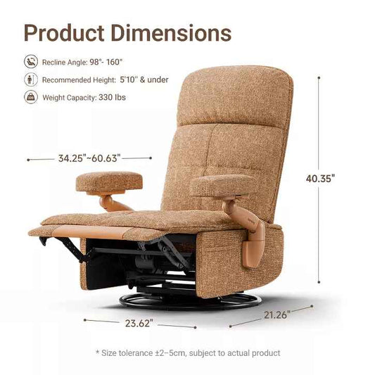 Lullacloud Swivel Glider Recliner Nursery Chair with Adjustable Armrests