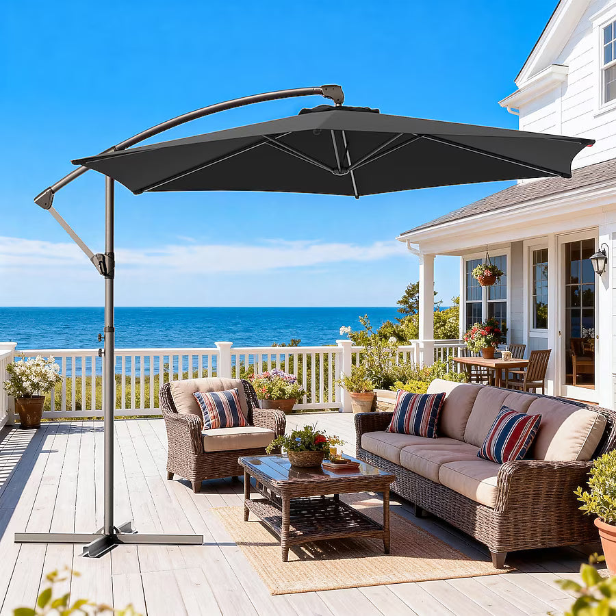 Black - 10ft Cantilever Patio Umbrella