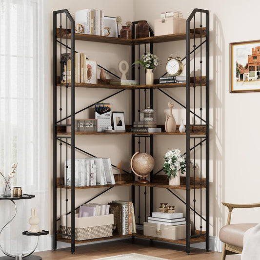 L-Shaped Bookcase Metal/Wood