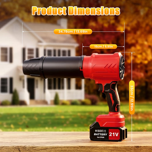 21V Cordless Leaf Blower with Brushless Motor and 2 Batteries