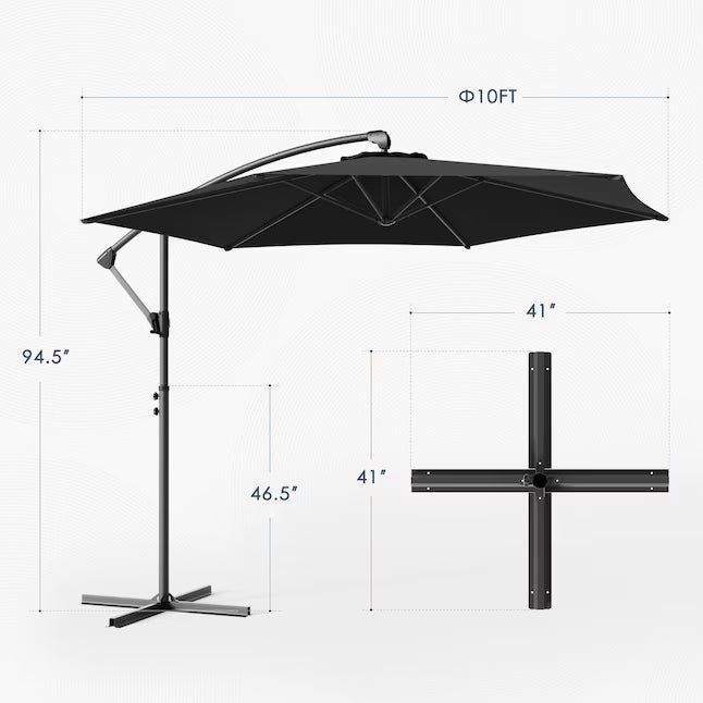 Black - 10ft Cantilever Patio Umbrella