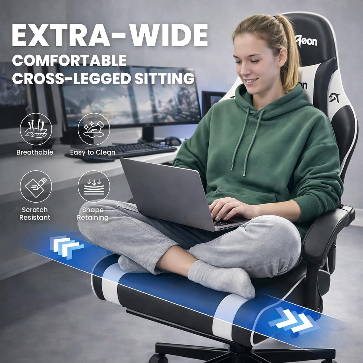RagAoon Ergonomic Gaming Chair with Footrest