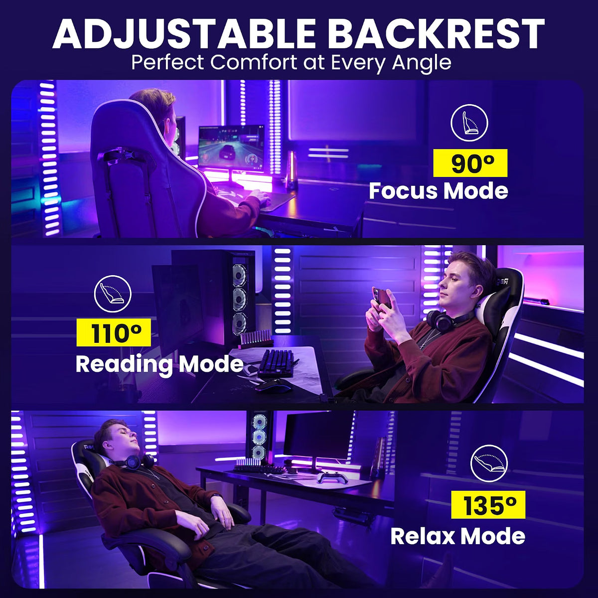 RagAoon Ergonomic Gaming Chair with Footrest